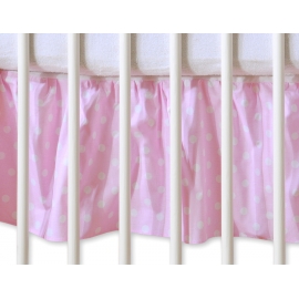 Volang / sängkappa till Babysäng 140x70cm- hjärtan Vita Prickar på rosa