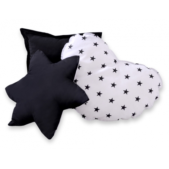 3-delar kuddar - Black stjärnor/black