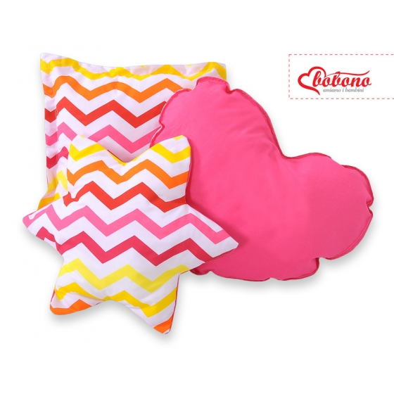 3-delar kuddar - Chevron pink-gelb