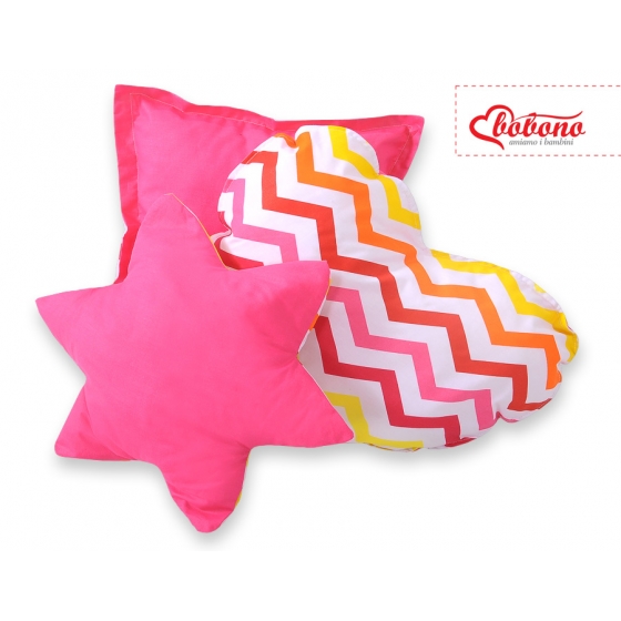 3-delar kuddar - Chevron pink-gelb