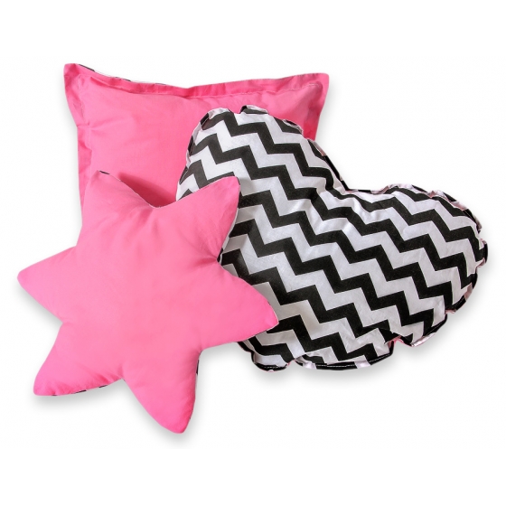 3-delar kuddar - Chevron Svart/rosa