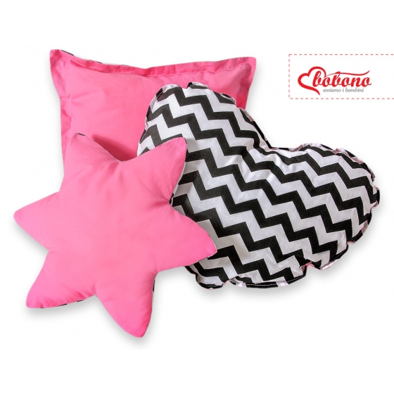 3-delar kuddar - Chevron Svart/rosa