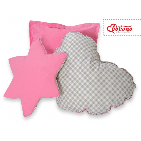 3-delar kuddar - Grey checkered- rosa