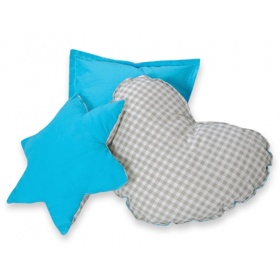 3-delar kuddar - grey checkered-turquoise