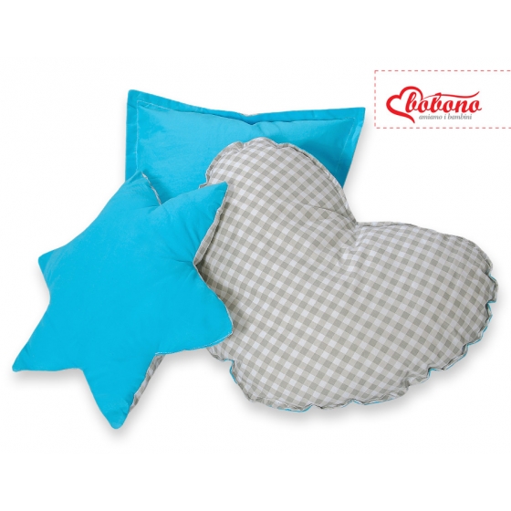 3-delar kuddar - grey checkered-turquoise