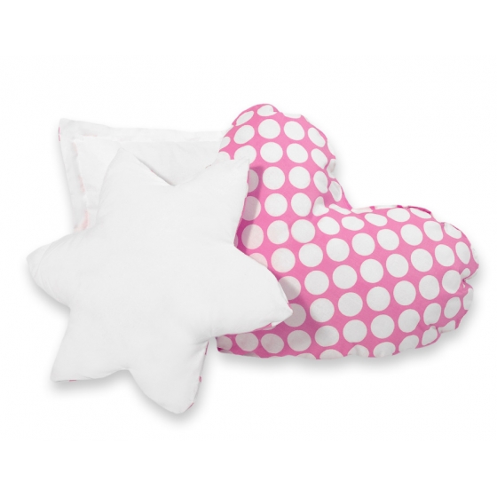 3-delar kuddar - rosa med Vita Prickar