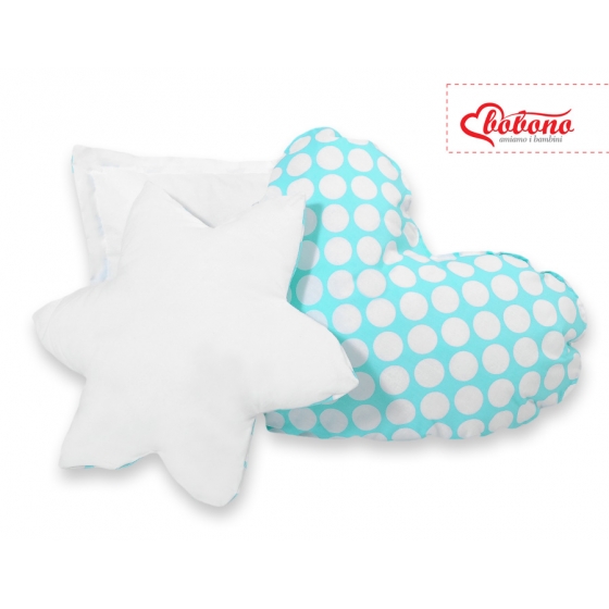 3-delar kuddar - turquoise med Vita Prickar