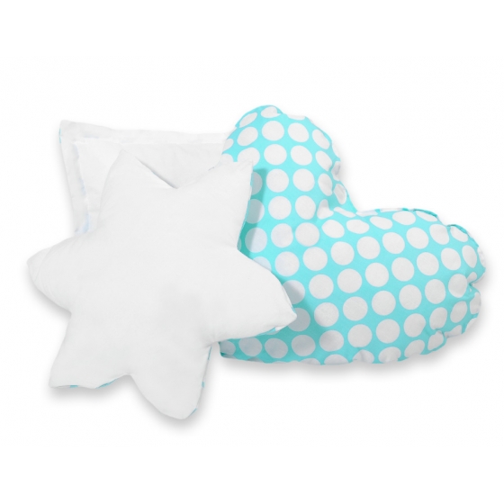 3-delar kuddar - turquoise med Vita Prickar