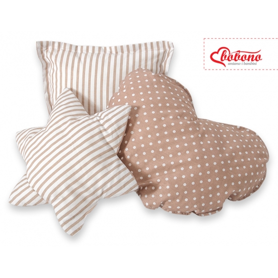 3-delar kuddar - Vita Prickar på brown/beige ränder