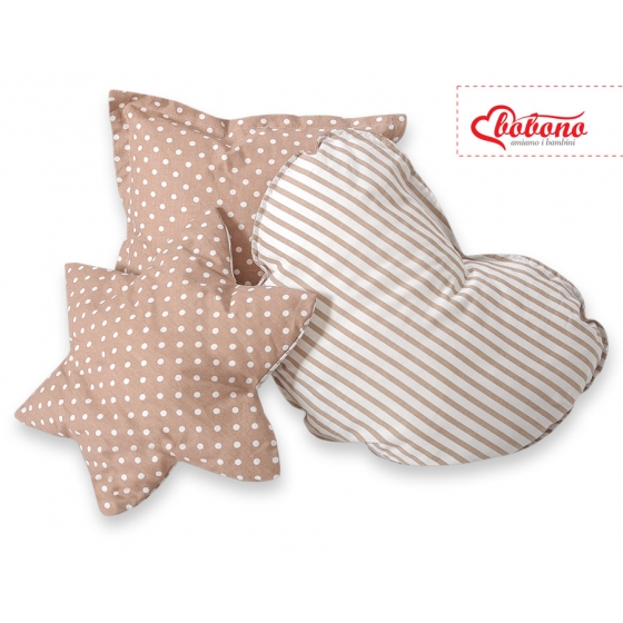3-delar kuddar - Vita Prickar på brown/beige ränder