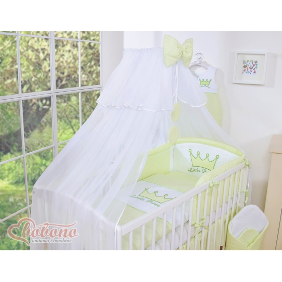 Baby Bäddset / Sängkläder 7 delar med myggnät Little Prince/Princess grön