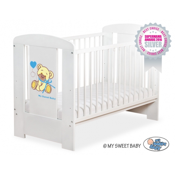 Baby Spjälsäng 120x60cm Nallebjörn med rosett blå no. 5004-07-323