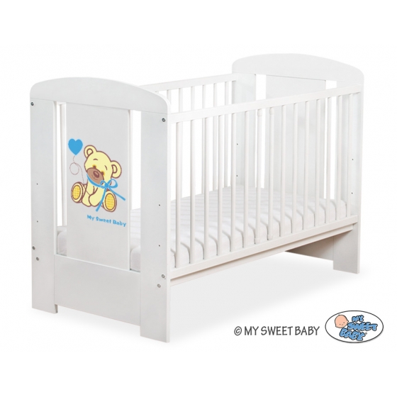 Baby Spjälsäng 120x60cm Nallebjörn med rosett blå no. 5004-07-323