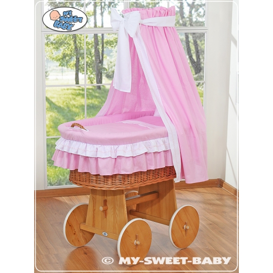 Babykorg med himmel Bellamy rosa