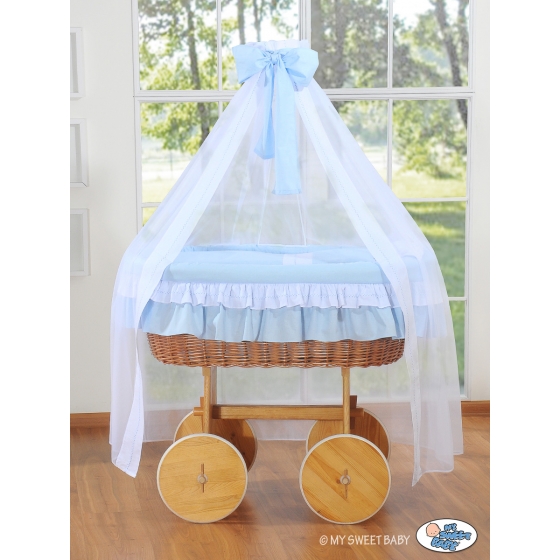 Babykorg med himmel på hjul Deluxe- Bellamy blå