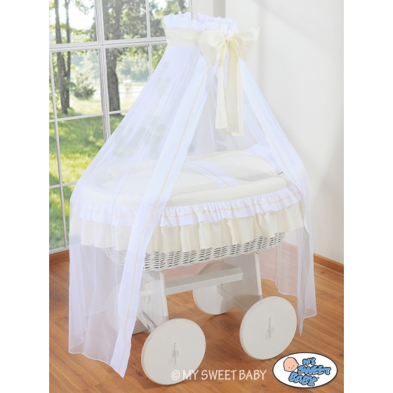 Babykorg med himmel på hjul Deluxe- Bellamy cream