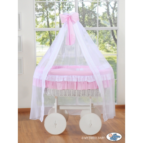 Babykorg med himmel på hjul Deluxe- Bellamy rosa
