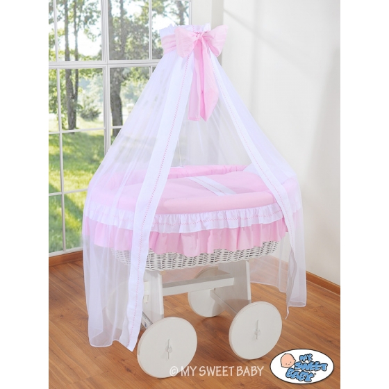 Babykorg med himmel på hjul Deluxe- Bellamy rosa
