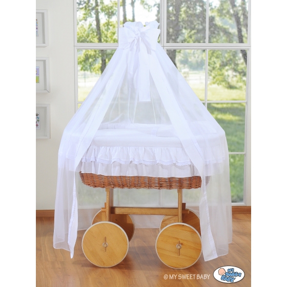 Babykorg med himmel på hjul Deluxe- Little Angel vit