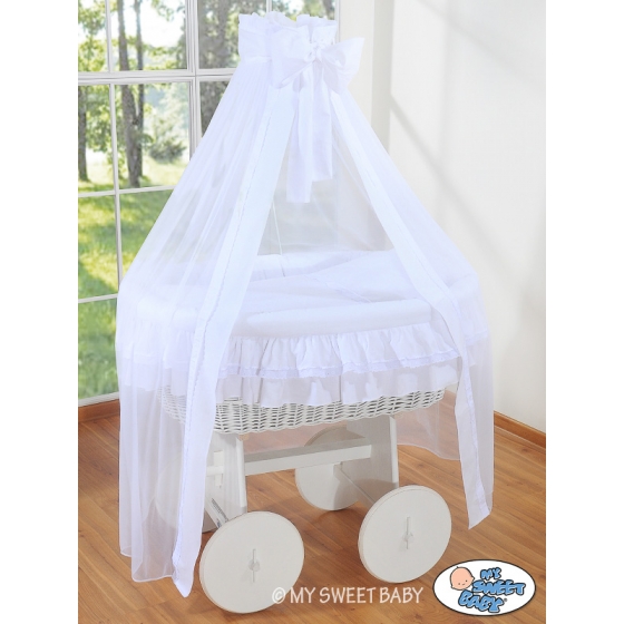 Babykorg med himmel på hjul Deluxe- Little Angel vit