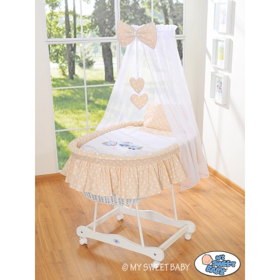 Babykorg med himmel Ugglor Bigi Zibi & Adele beige
