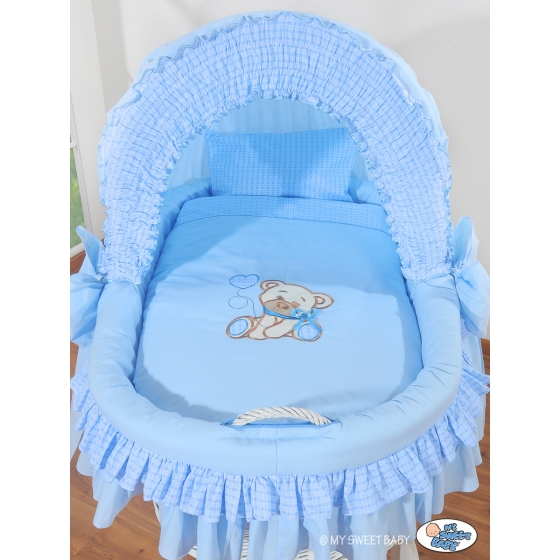 Babykorg med hjul Björn med rosett blå