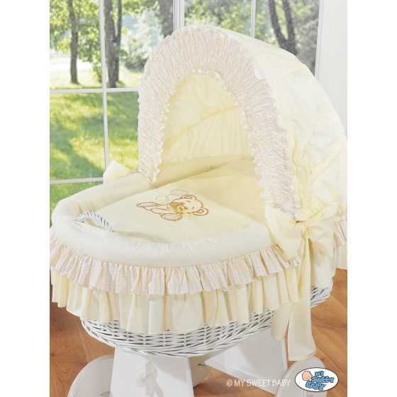 Babykorg med hjul Björn med rosett cream
