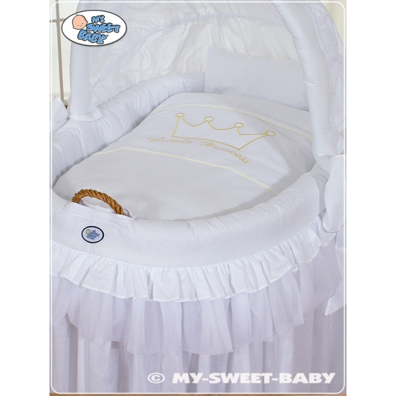 Babykorg med hjul Little Prince/Princess vit