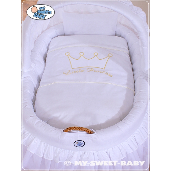 Babykorg med hjul Little Prince/Princess vit