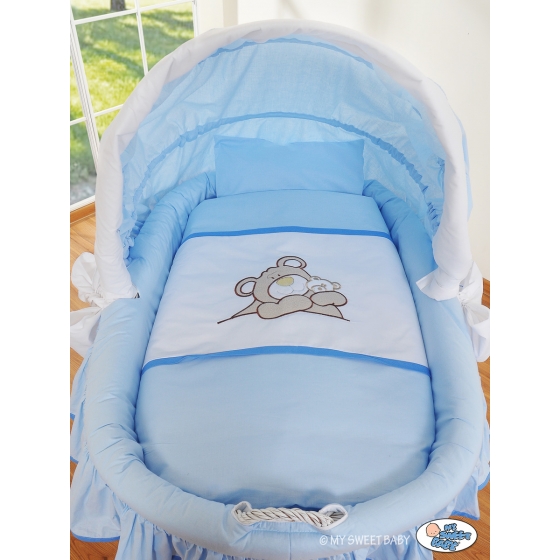 Babykorg med hjul Nallebjörn Barnaba blau