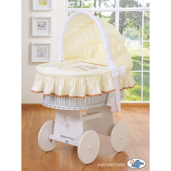 Babykorg med hjul Nallebjörn Barnaba cream