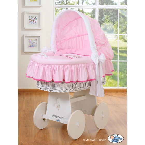 Babykorg med hjul Nallebjörn Barnaba rosa