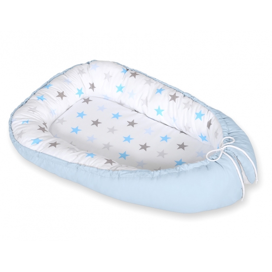 Babynest- grå-blå stjärnor/ blå