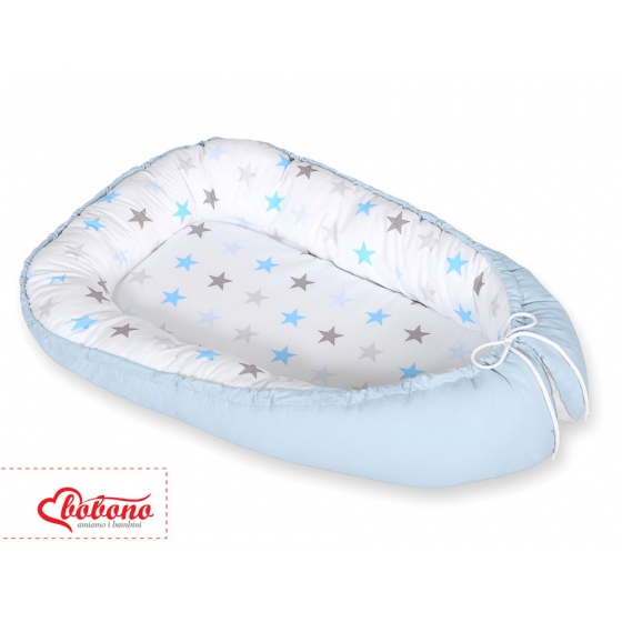 Babynest- grå-blå stjärnor/ blå