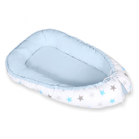 Babynest- grå-blå stjärnor/ blå