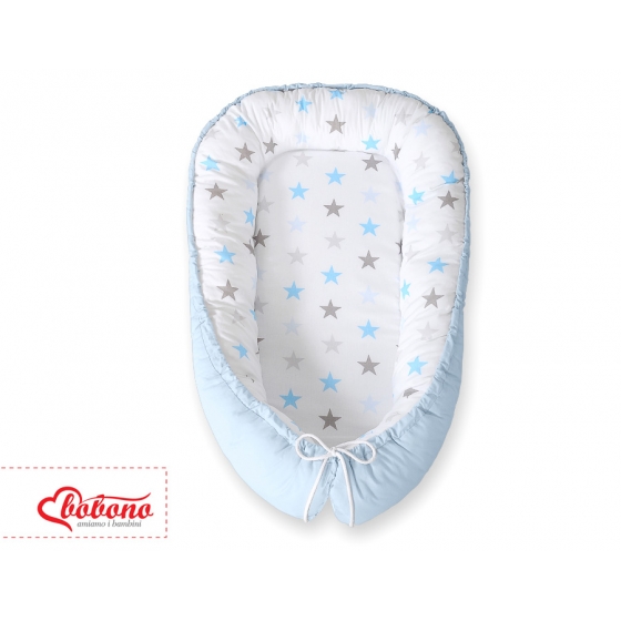 Babynest- grå-blå stjärnor/ blå