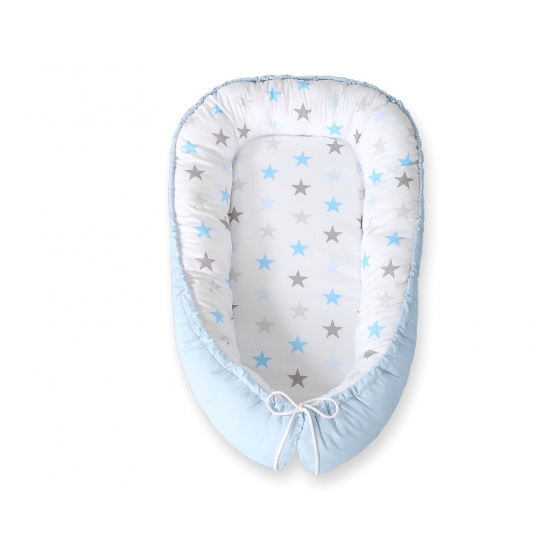 Babynest- grå-blå stjärnor/ blå