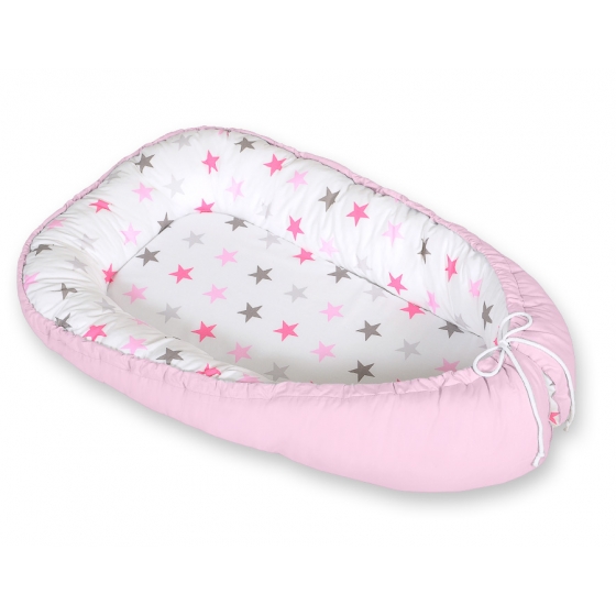 Babynest- grå-rosa stjärnor/grå