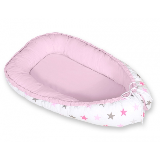 Babynest- grå-rosa stjärnor/grå