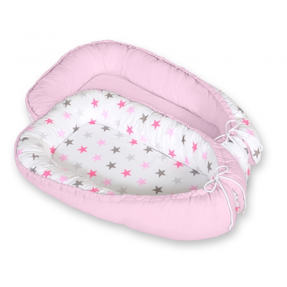 Babynest- grå-rosa stjärnor/grå