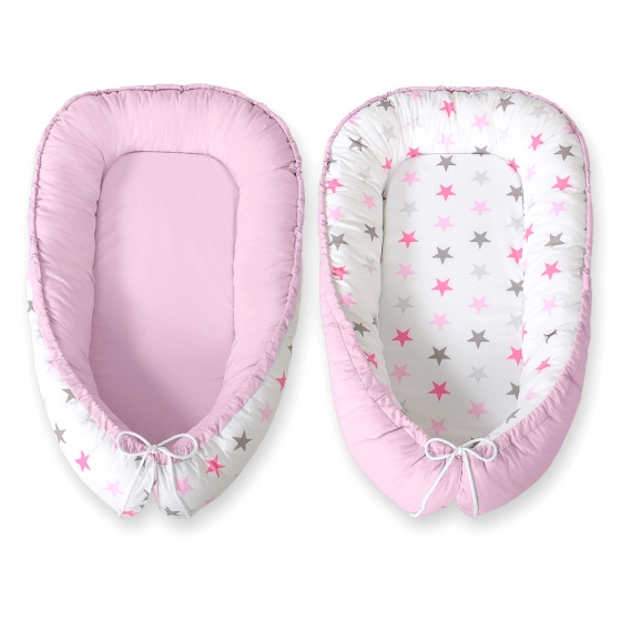 Babynest- grå-rosa stjärnor/grå