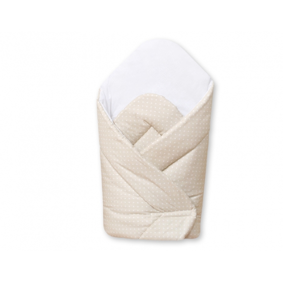 Babytäcke- hjärtan Vita Prickar på beige