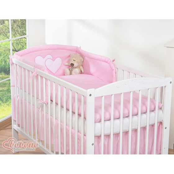 Babysäng Bäddset / Sängkläder 3-delar hjärtan rosa
