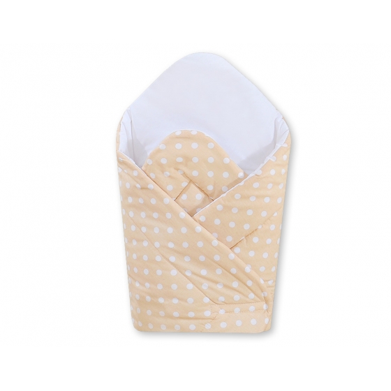 Babytäcke med förstyvning hjärtan Vita Prickar på beige