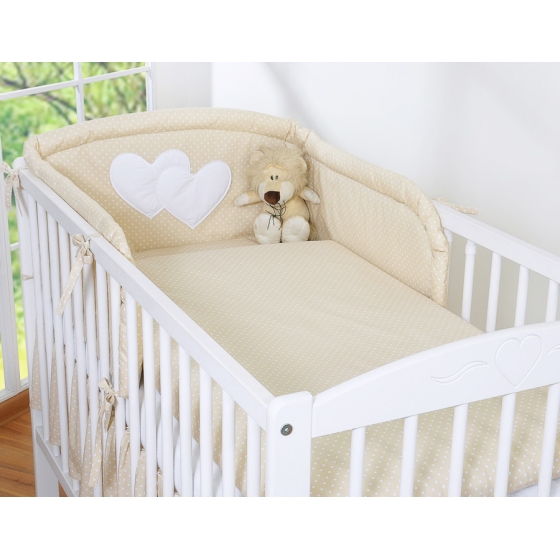 Bäddset / Sängkläder 2-delar hjärtan beige