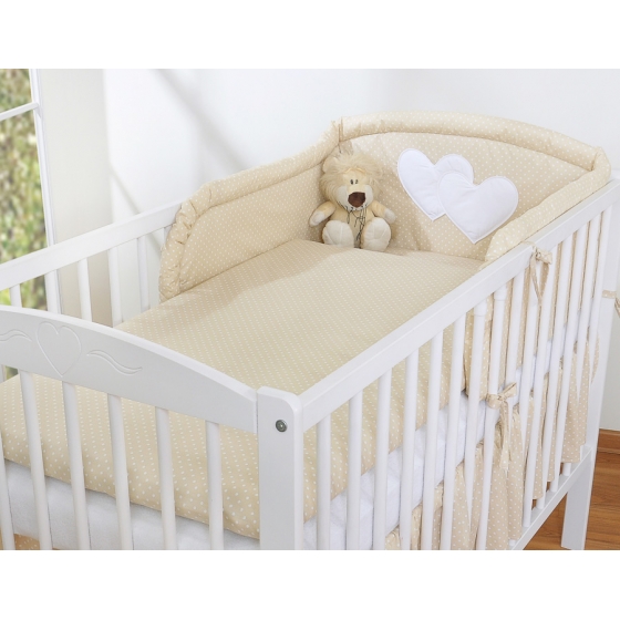 Bäddset / Sängkläder 2-delar hjärtan beige