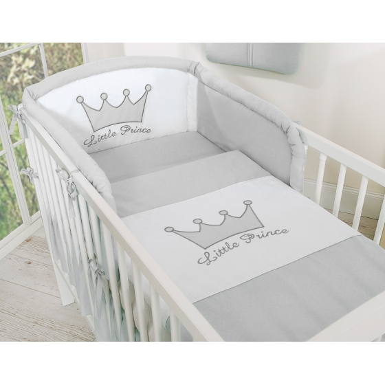 Bäddset / Sängkläder 3-delar- Little Prince/Princess grå