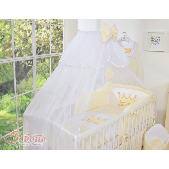 Bäddset / Sängkläder 7 delar med myggnät Little Prince/Princess cream
