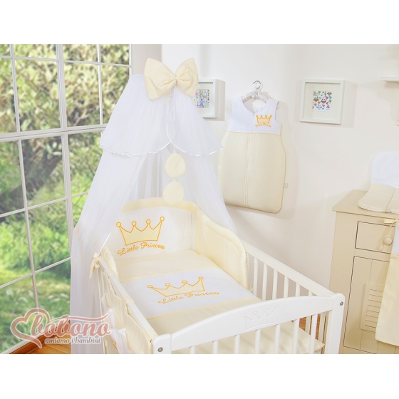 Bäddset / Sängkläder 7 delar med myggnät Little Prince/Princess cream