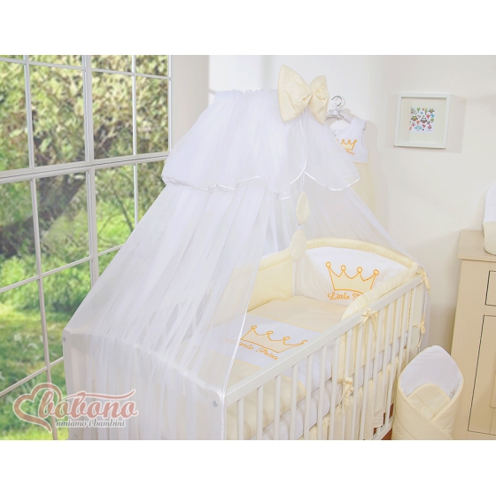 Bäddset / Sängkläder 5 delar med stor myggnät Little Prince/Princess cream